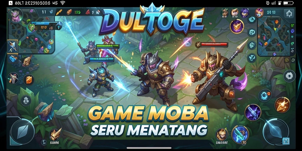 Tampilan gameplay seru dalam DULTOGEL dengan aksi MOBA yang intens.