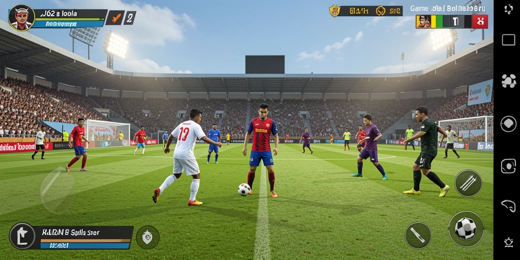 Tampilan gameplay JJ62 dengan aksi sepak bola yang mendebarkan.