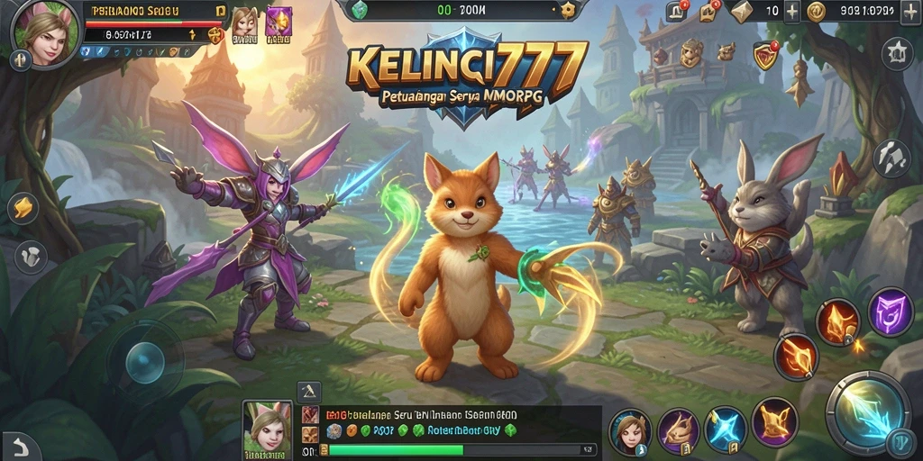 Screenshot gameplay KELINCI777 yang menampilkan pertarungan epik di dunia MMORPG.