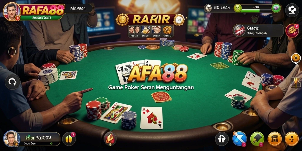 Tampilan gameplay Poker yang mendebarkan di RAFA88.