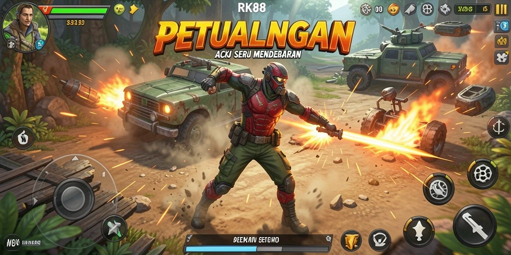 Tampilan gameplay RK88 yang mengagumkan saat bertarung.